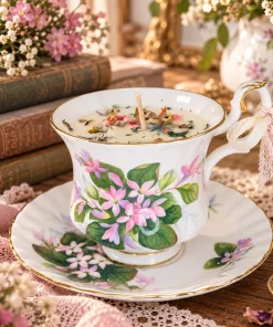 Candela in Tazza "Mayflowers"