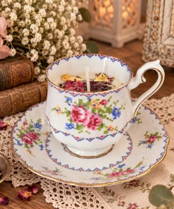 Candela in Tazza "Petit Point"